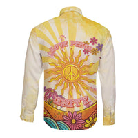 Love Peace Unity Long Sleeve Button Shirt Hippie Soul Sunflower - Wonder Print Shop