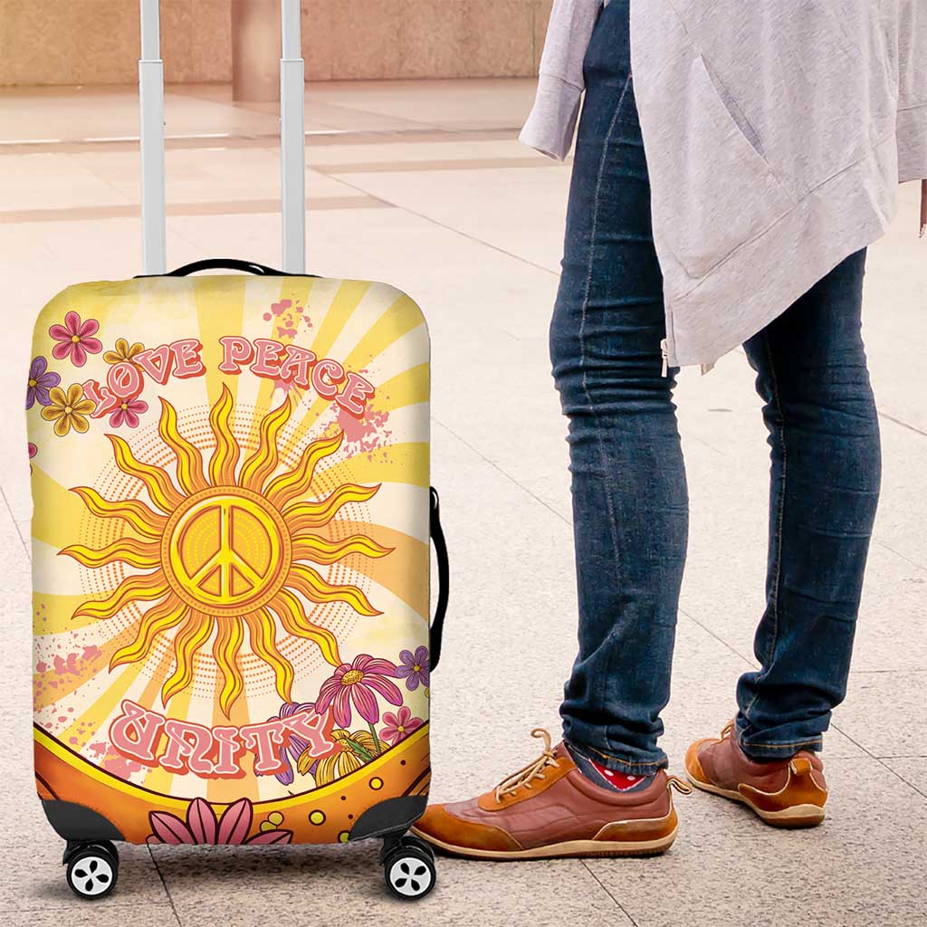 Love Peace Unity Luggage Cover Hippie Soul Sunflower - Wonder Print Shop