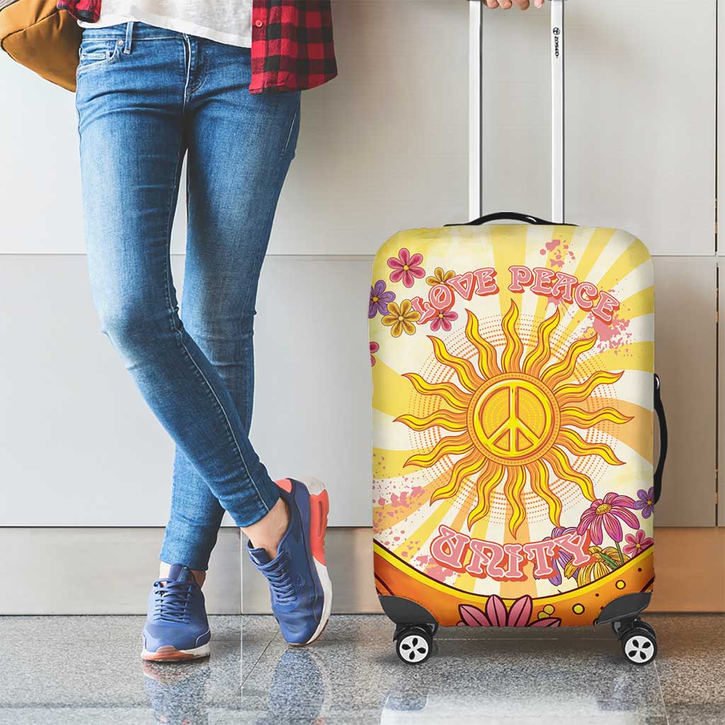 Love Peace Unity Luggage Cover Hippie Soul Sunflower - Wonder Print Shop