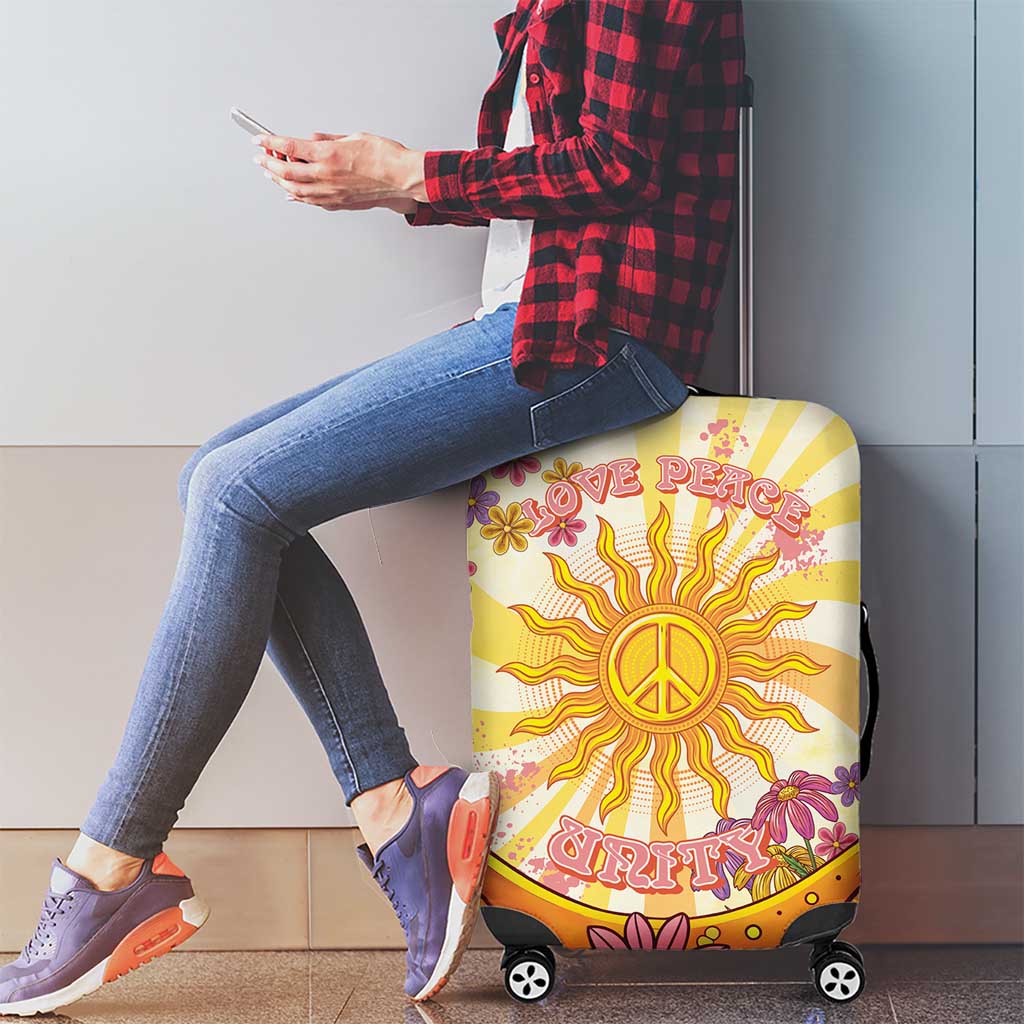 Love Peace Unity Luggage Cover Hippie Soul Sunflower - Wonder Print Shop