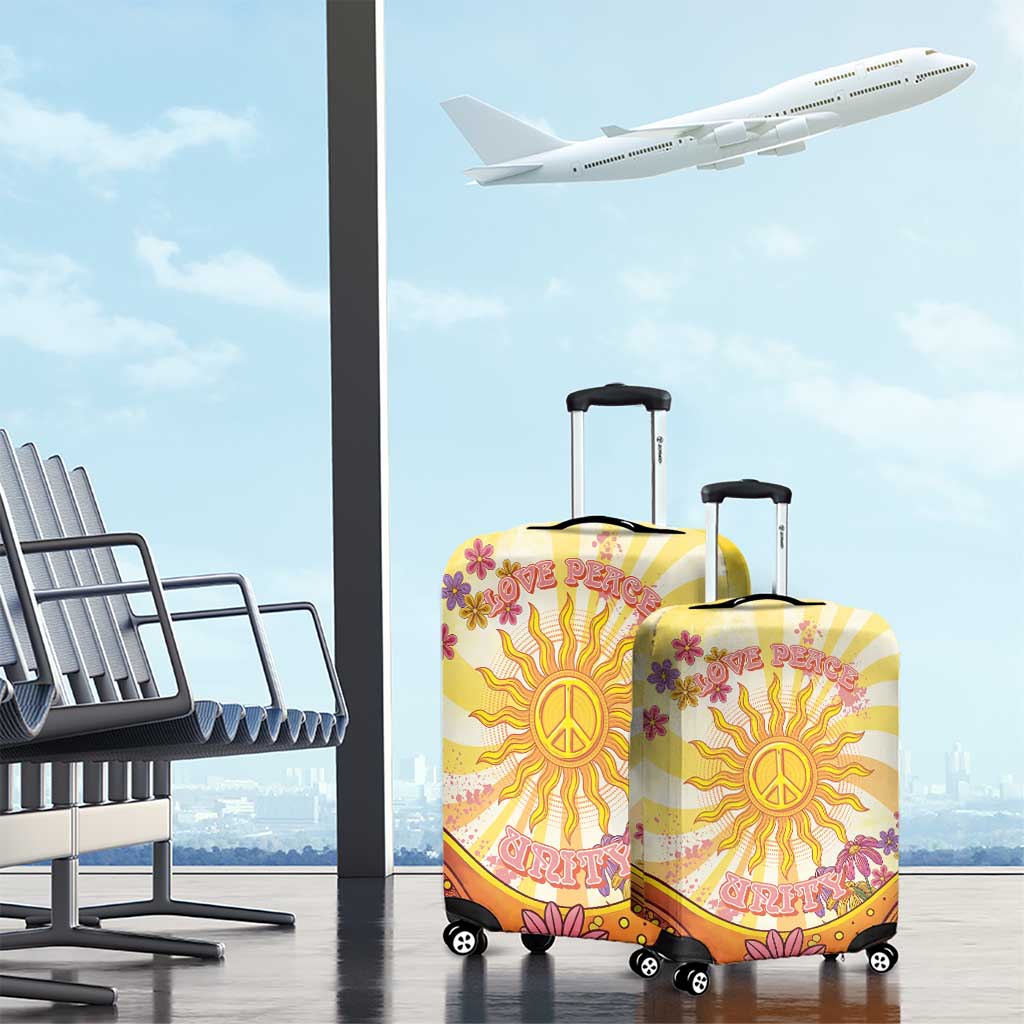 Love Peace Unity Luggage Cover Hippie Soul Sunflower - Wonder Print Shop