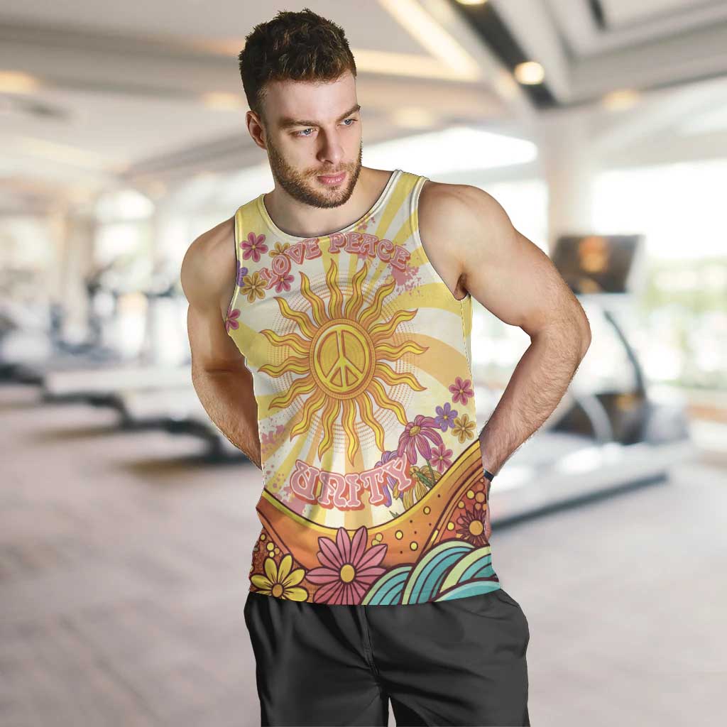 Love Peace Unity Men Tank Top Hippie Soul Sunflower - Wonder Print Shop