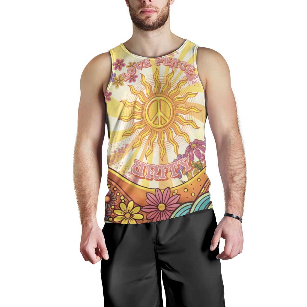 Love Peace Unity Men Tank Top Hippie Soul Sunflower - Wonder Print Shop
