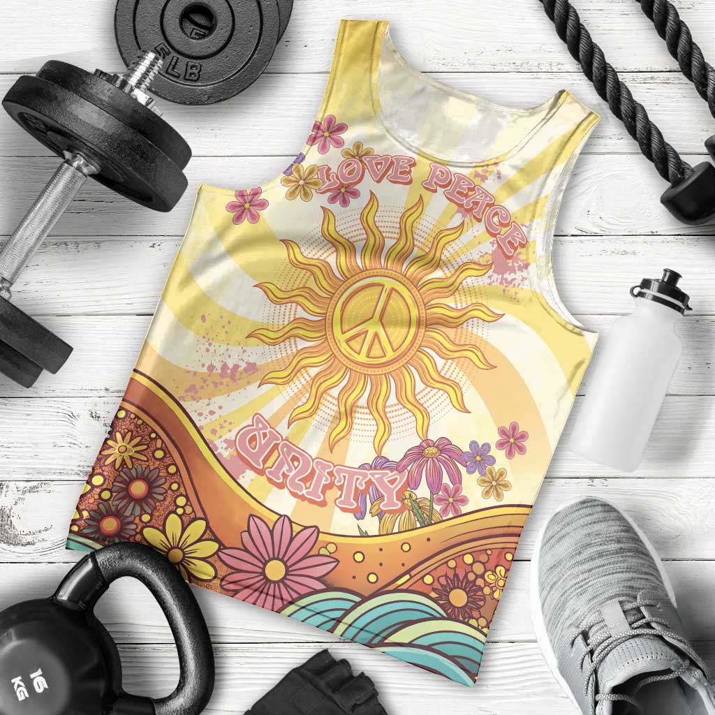 Love Peace Unity Men Tank Top Hippie Soul Sunflower - Wonder Print Shop