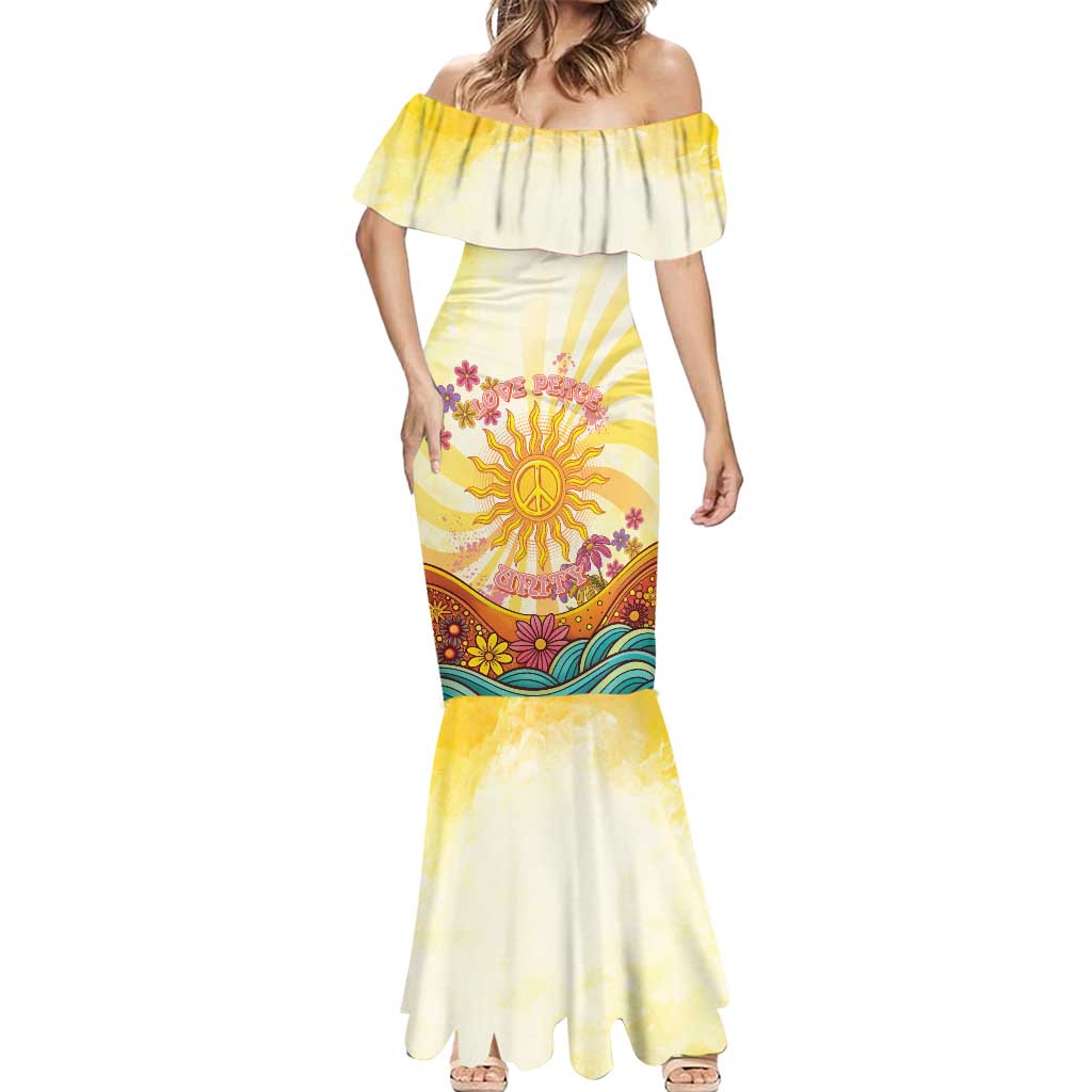 Love Peace Unity Mermaid Dress Hippie Soul Sunflower - Wonder Print Shop