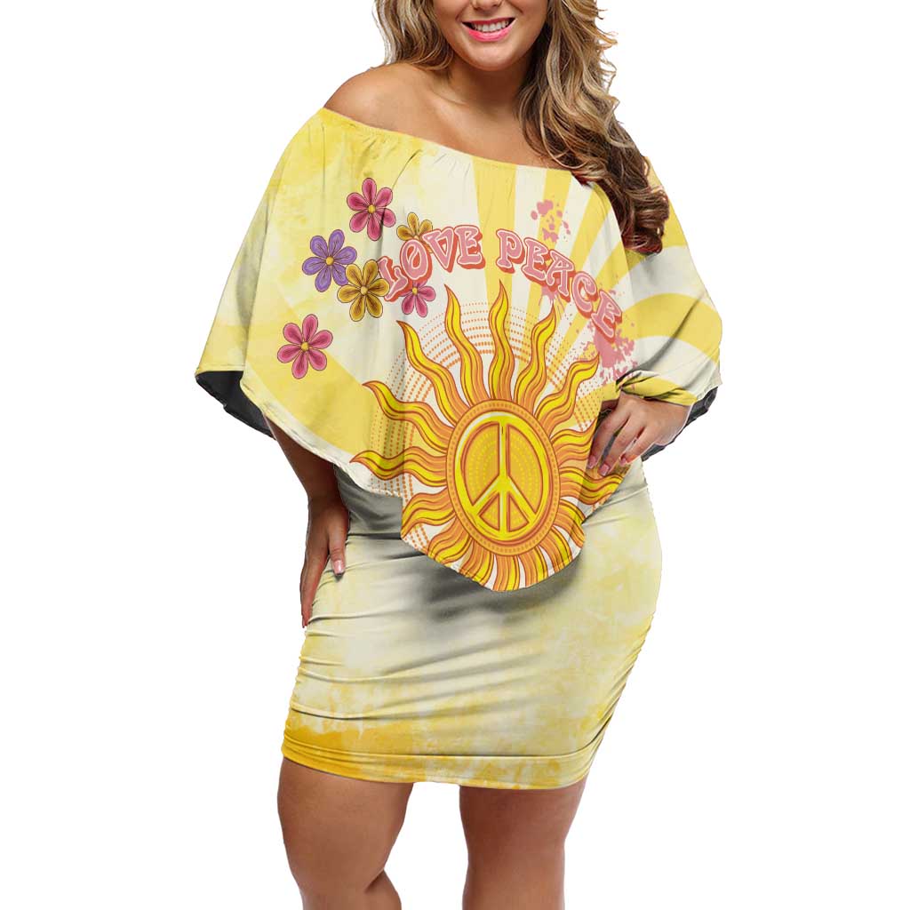 Love Peace Unity Off Shoulder Short Dress Hippie Soul Sunflower - Wonder Print Shop