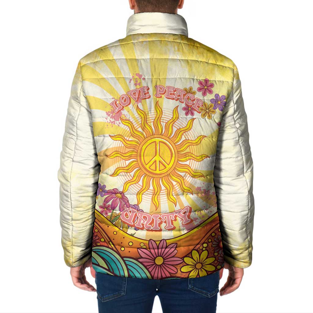 Love Peace Unity Padded Jacket Hippie Soul Sunflower - Wonder Print Shop