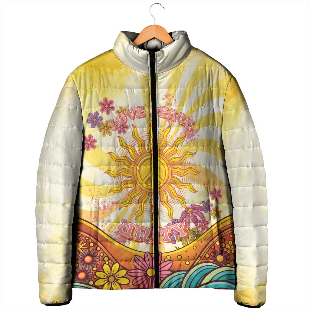 Love Peace Unity Padded Jacket Hippie Soul Sunflower - Wonder Print Shop