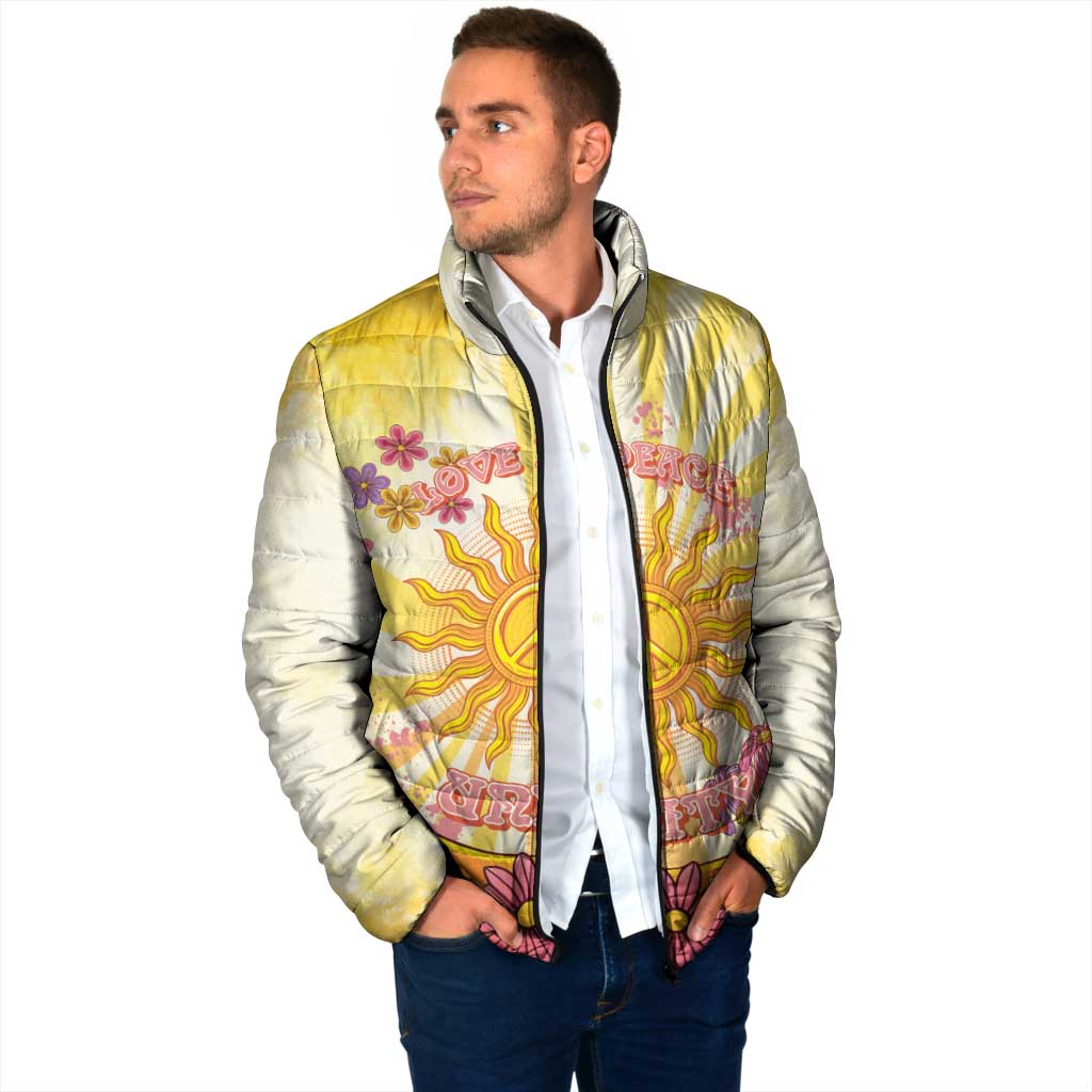 Love Peace Unity Padded Jacket Hippie Soul Sunflower - Wonder Print Shop