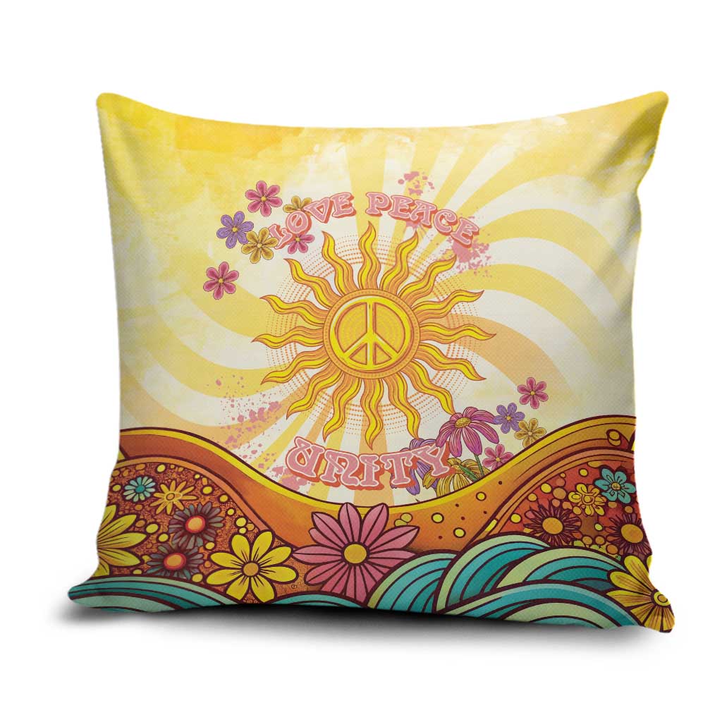 Love Peace Unity Pillow Cover Hippie Soul Sunflower - Wonder Print Shop