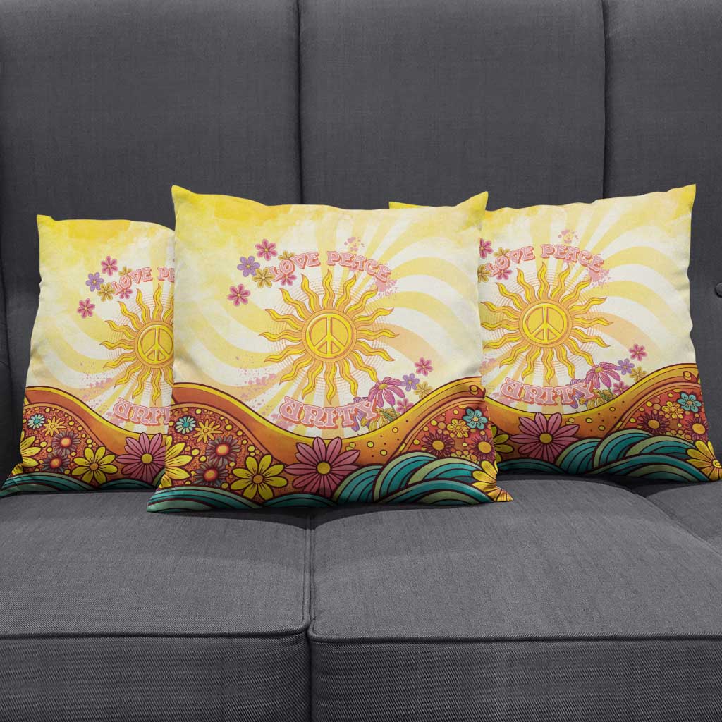Love Peace Unity Pillow Cover Hippie Soul Sunflower - Wonder Print Shop