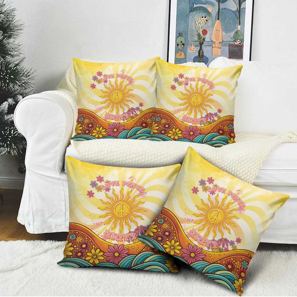 Love Peace Unity Pillow Cover Hippie Soul Sunflower - Wonder Print Shop