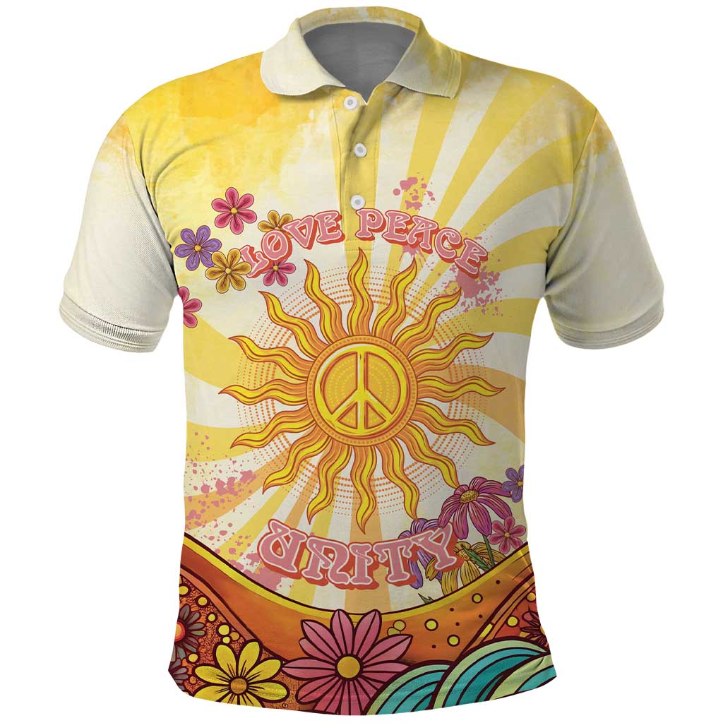 Love Peace Unity Polo Shirt Hippie Soul Sunflower - Wonder Print Shop