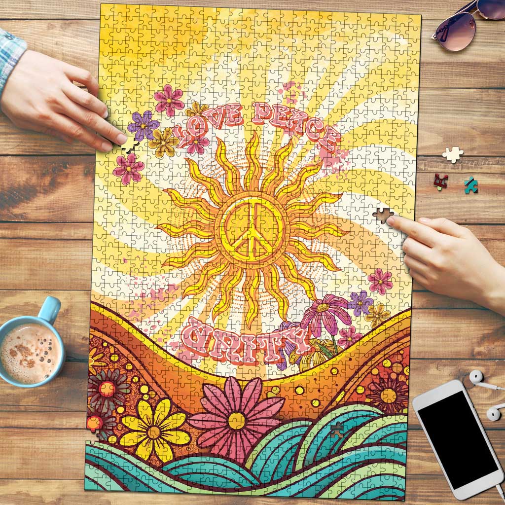Love Peace Unity Puzzle Hippie Soul Sunflower - Wonder Print Shop