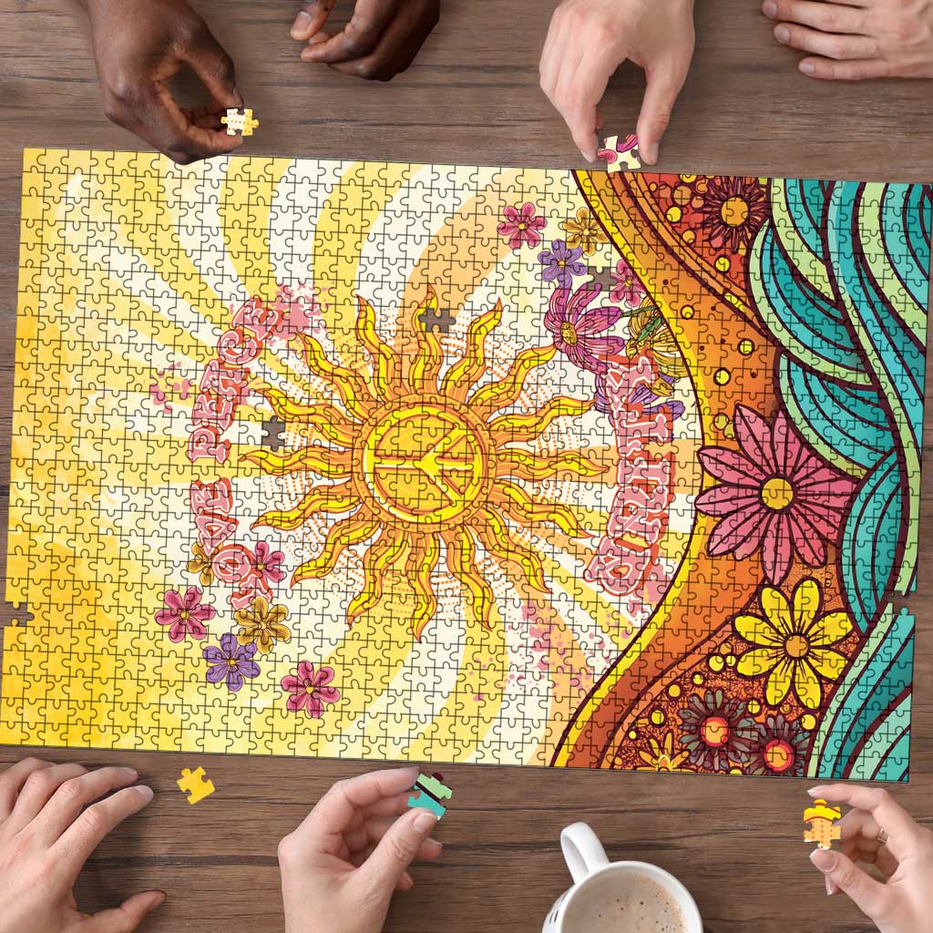 Love Peace Unity Puzzle Hippie Soul Sunflower - Wonder Print Shop