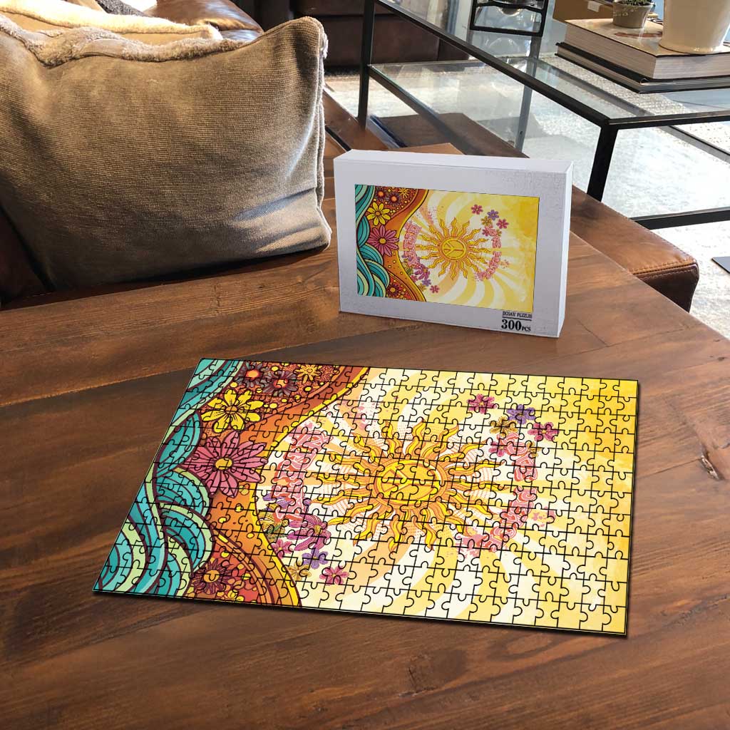 Love Peace Unity Puzzle Hippie Soul Sunflower - Wonder Print Shop