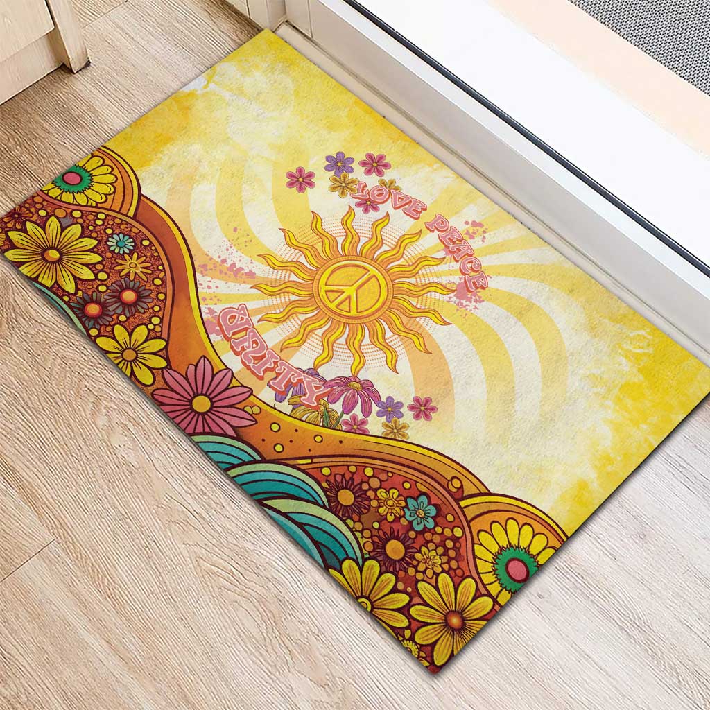 Love Peace Unity Rubber Doormat Hippie Soul Sunflower - Wonder Print Shop