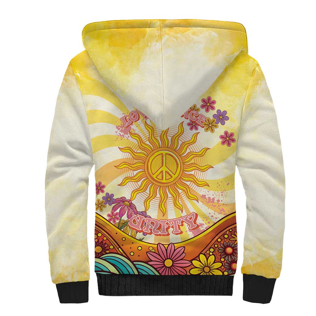 Love Peace Unity Sherpa Hoodie Hippie Soul Sunflower - Wonder Print Shop