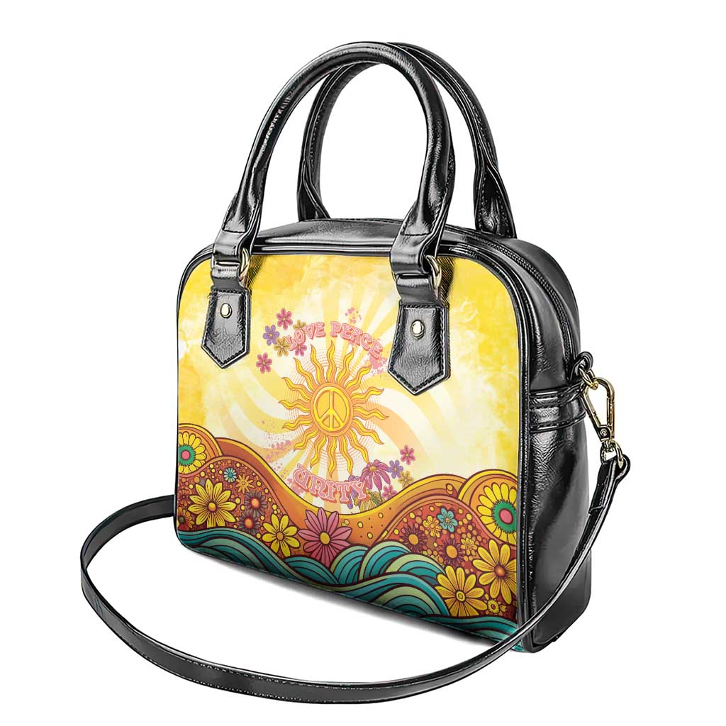 Love Peace Unity Shoulder Handbag Hippie Soul Sunflower - Wonder Print Shop