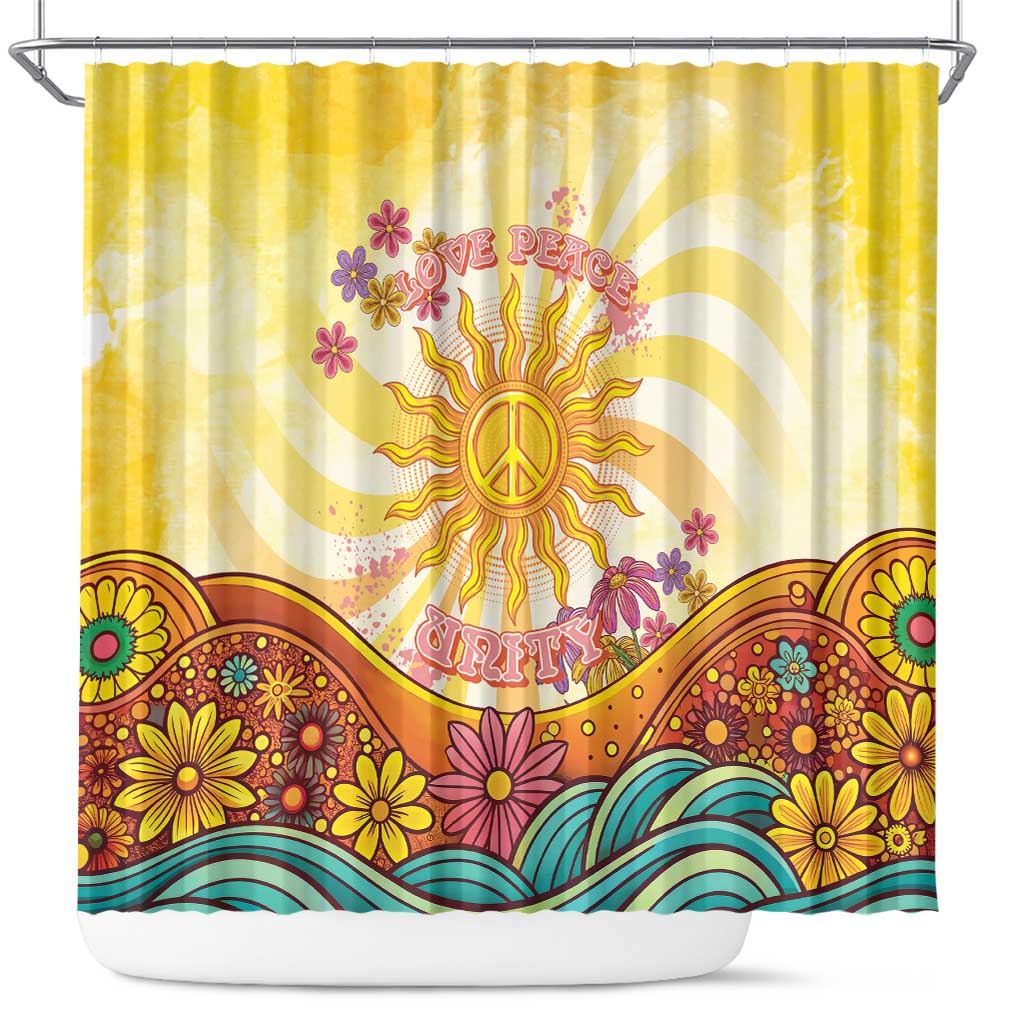 Love Peace Unity Shower Curtain Hippie Soul Sunflower - Wonder Print Shop