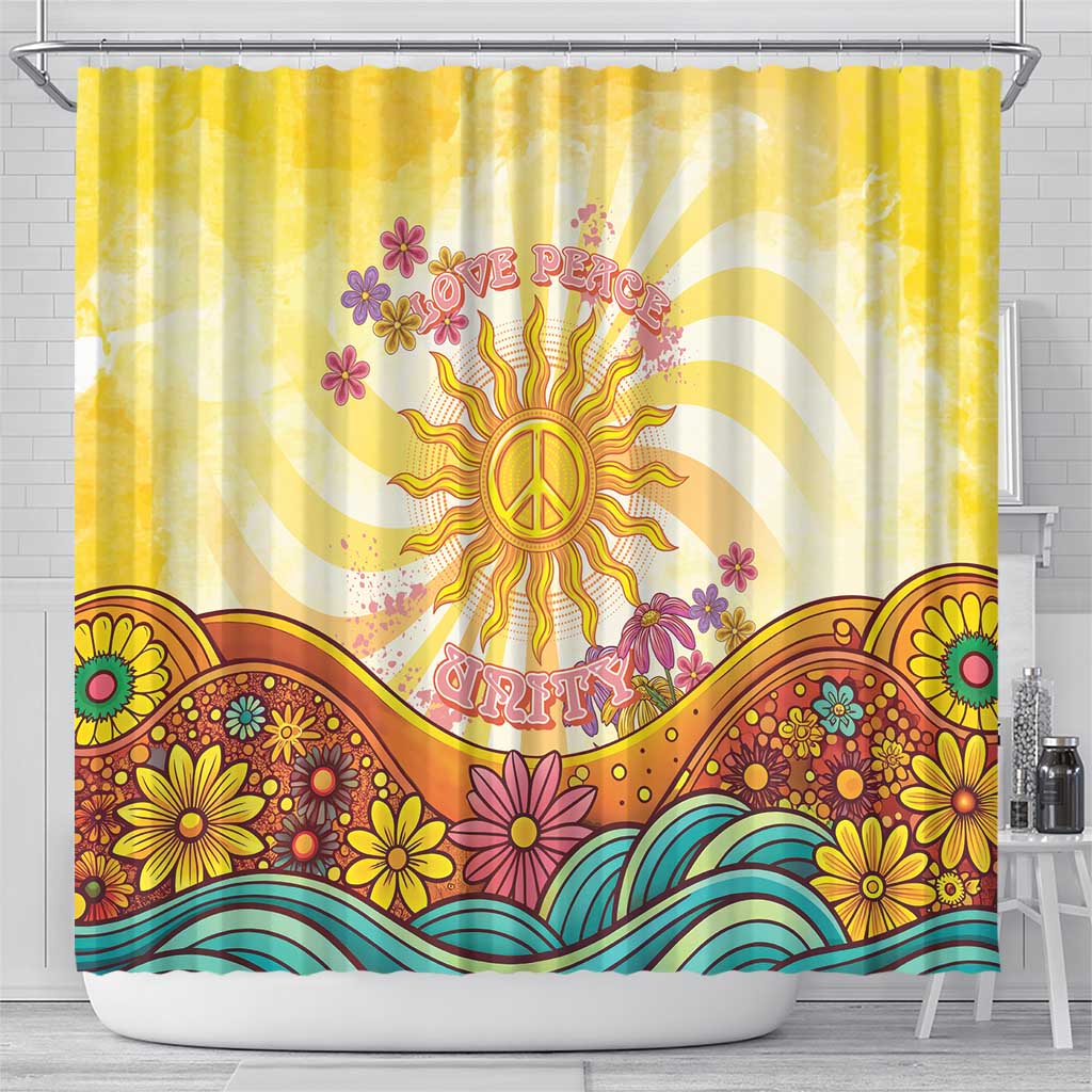 Love Peace Unity Shower Curtain Hippie Soul Sunflower - Wonder Print Shop