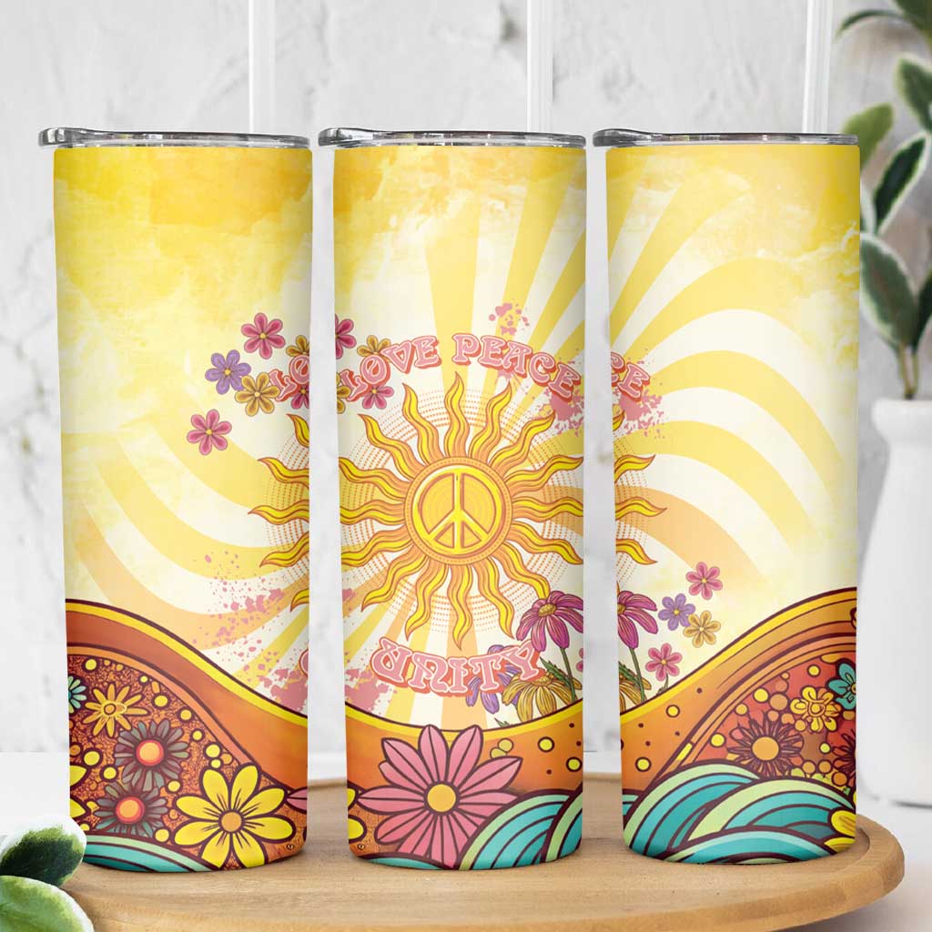 Love Peace Unity Skinny Tumbler Hippie Soul Sunflower - Wonder Print Shop
