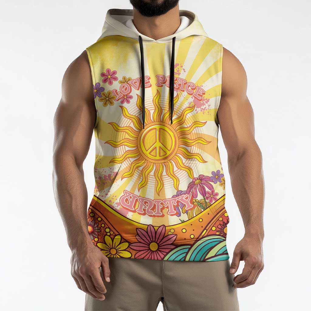 Love Peace Unity Sleeveless Hoodie Hippie Soul Sunflower - Wonder Print Shop