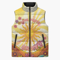 Love Peace Unity Sleeveless Puffer Jacket Hippie Soul Sunflower - Wonder Print Shop