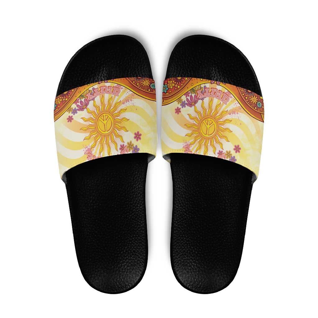 Love Peace Unity Slide Sandals Hippie Soul Sunflower - Wonder Print Shop