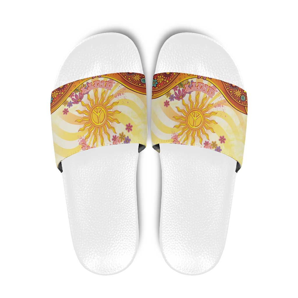 Love Peace Unity Slide Sandals Hippie Soul Sunflower - Wonder Print Shop