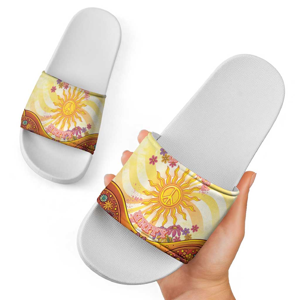 Love Peace Unity Slide Sandals Hippie Soul Sunflower - Wonder Print Shop