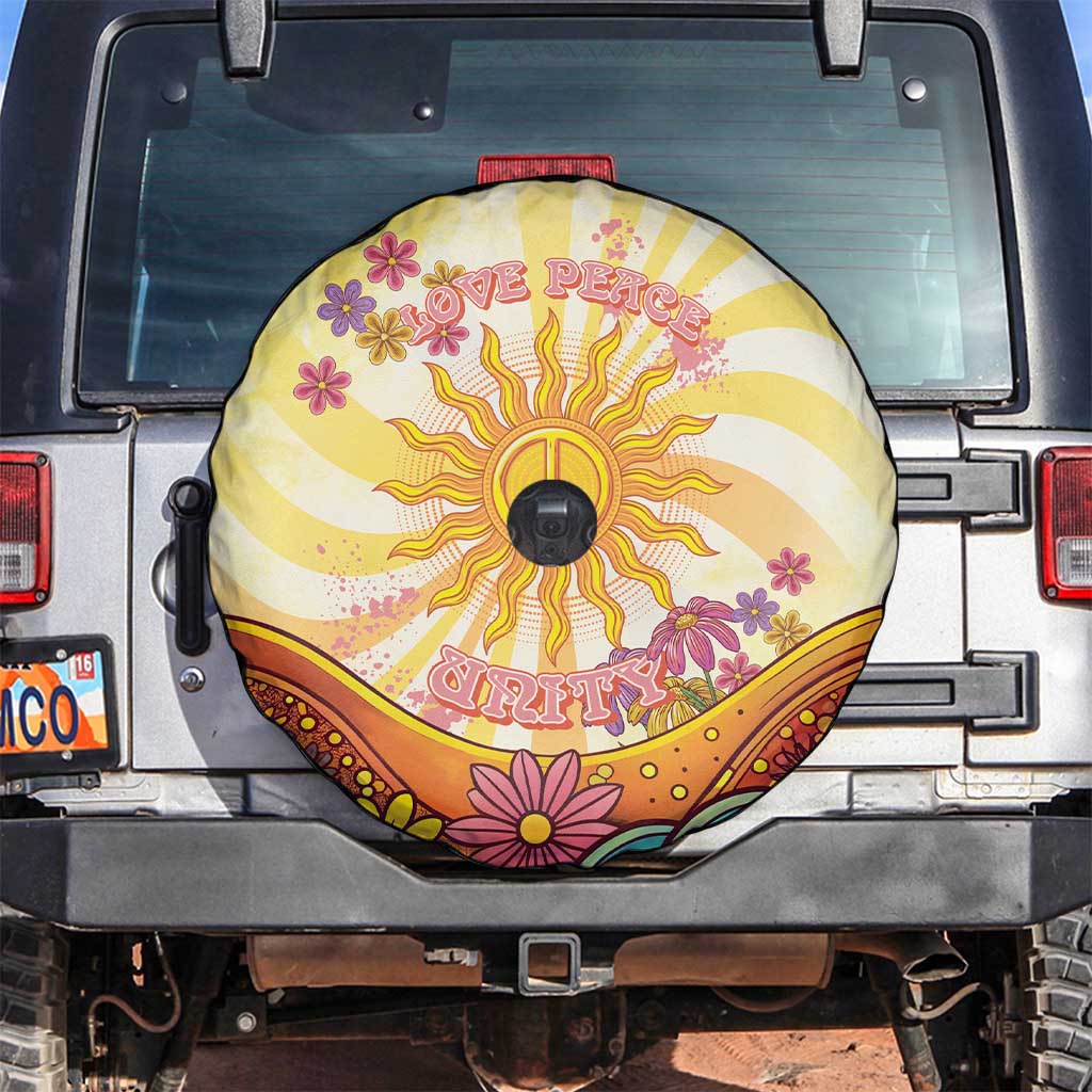 Love Peace Unity Spare Tire Cover Hippie Soul Sunflower - Wonder Print Shop