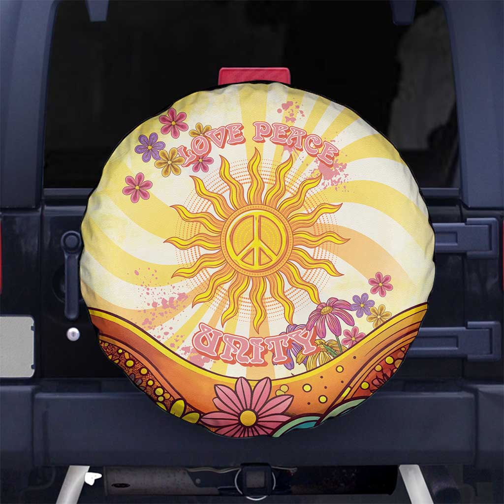 Love Peace Unity Spare Tire Cover Hippie Soul Sunflower - Wonder Print Shop