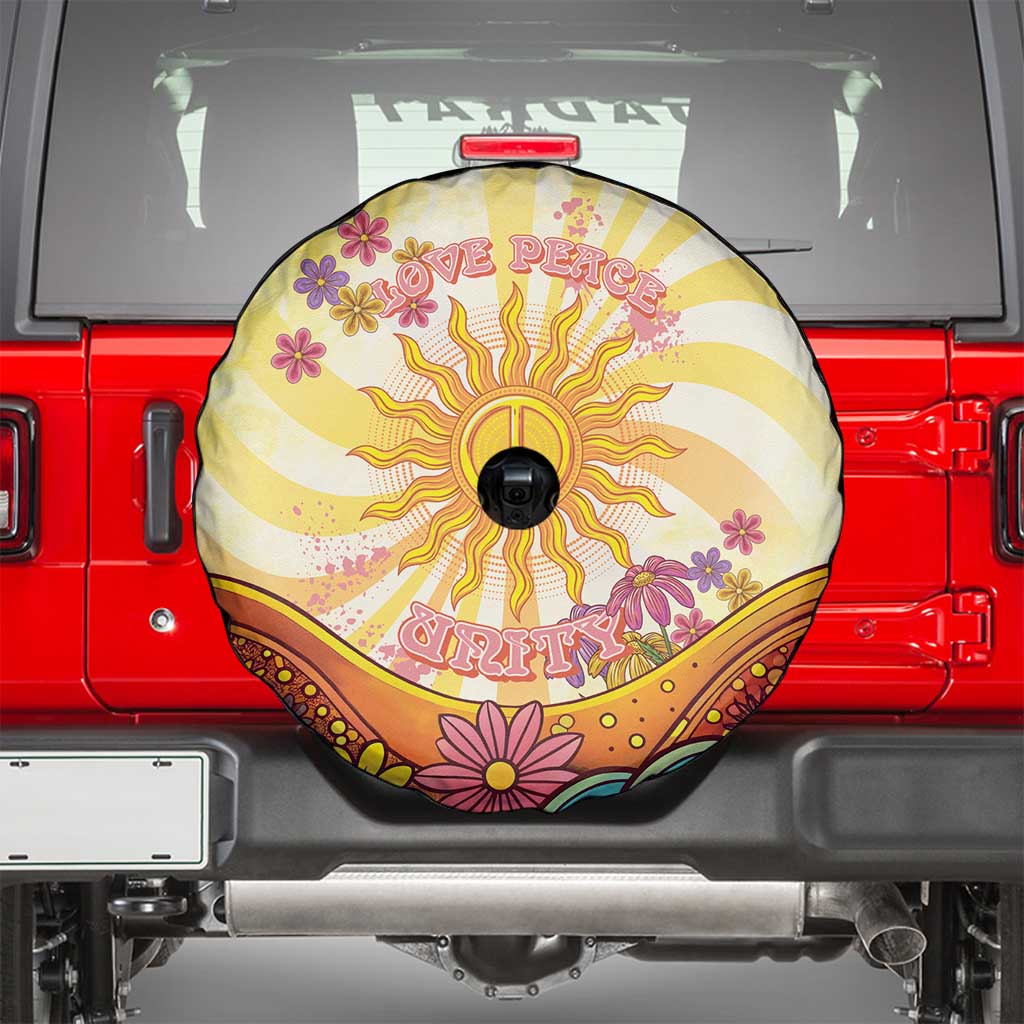 Love Peace Unity Spare Tire Cover Hippie Soul Sunflower - Wonder Print Shop