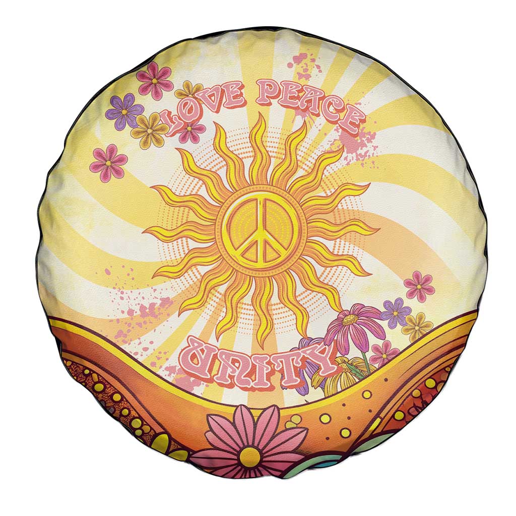 Love Peace Unity Spare Tire Cover Hippie Soul Sunflower - Wonder Print Shop