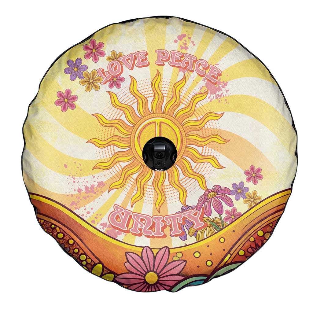 Love Peace Unity Spare Tire Cover Hippie Soul Sunflower - Wonder Print Shop