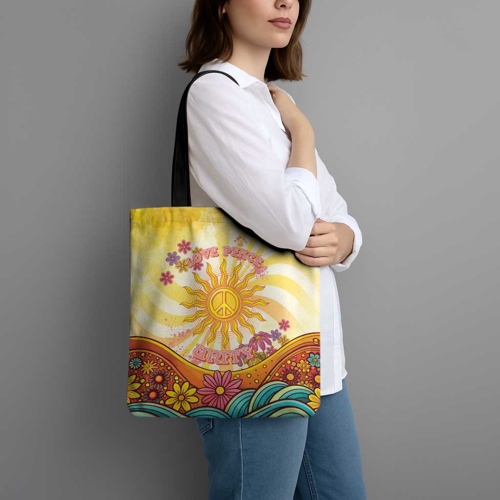 Love Peace Unity Tote Bag Hippie Soul Sunflower - Wonder Print Shop