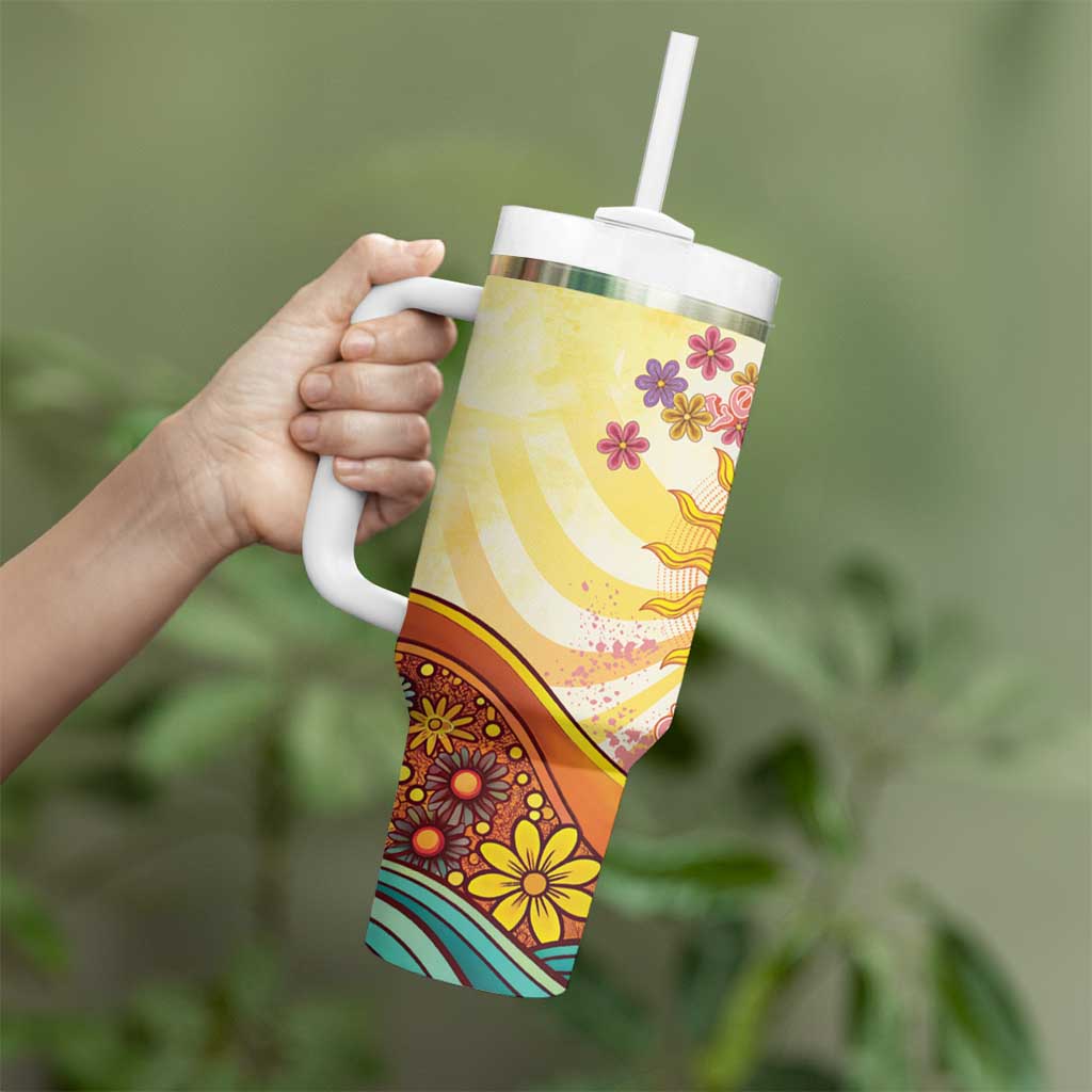 Love Peace Unity Tumbler With Handle Hippie Soul Sunflower - Wonder Print Shop