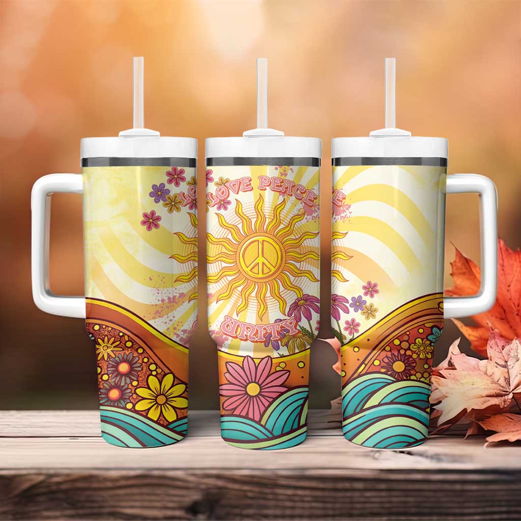 Love Peace Unity Tumbler With Handle Hippie Soul Sunflower - Wonder Print Shop