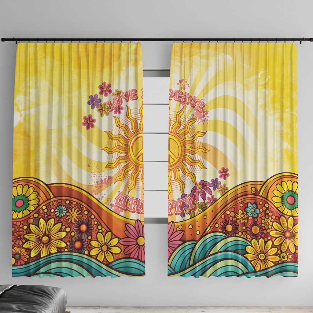 Love Peace Unity Window Curtain Hippie Soul Sunflower - Wonder Print Shop