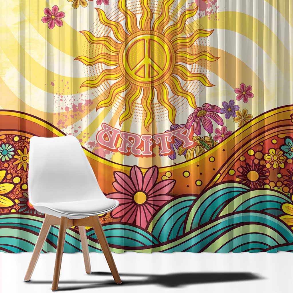 Love Peace Unity Window Curtain Hippie Soul Sunflower - Wonder Print Shop