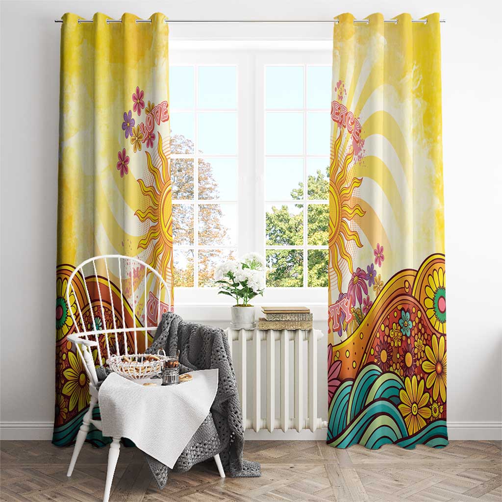 Love Peace Unity Window Curtain Hippie Soul Sunflower - Wonder Print Shop