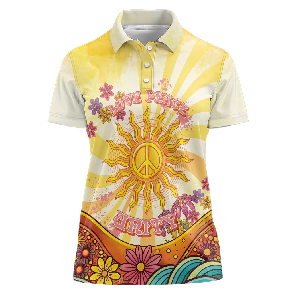 Love Peace Unity Women Polo Shirt Hippie Soul Sunflower - Wonder Print Shop
