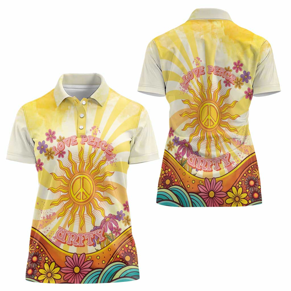 Love Peace Unity Women Polo Shirt Hippie Soul Sunflower - Wonder Print Shop