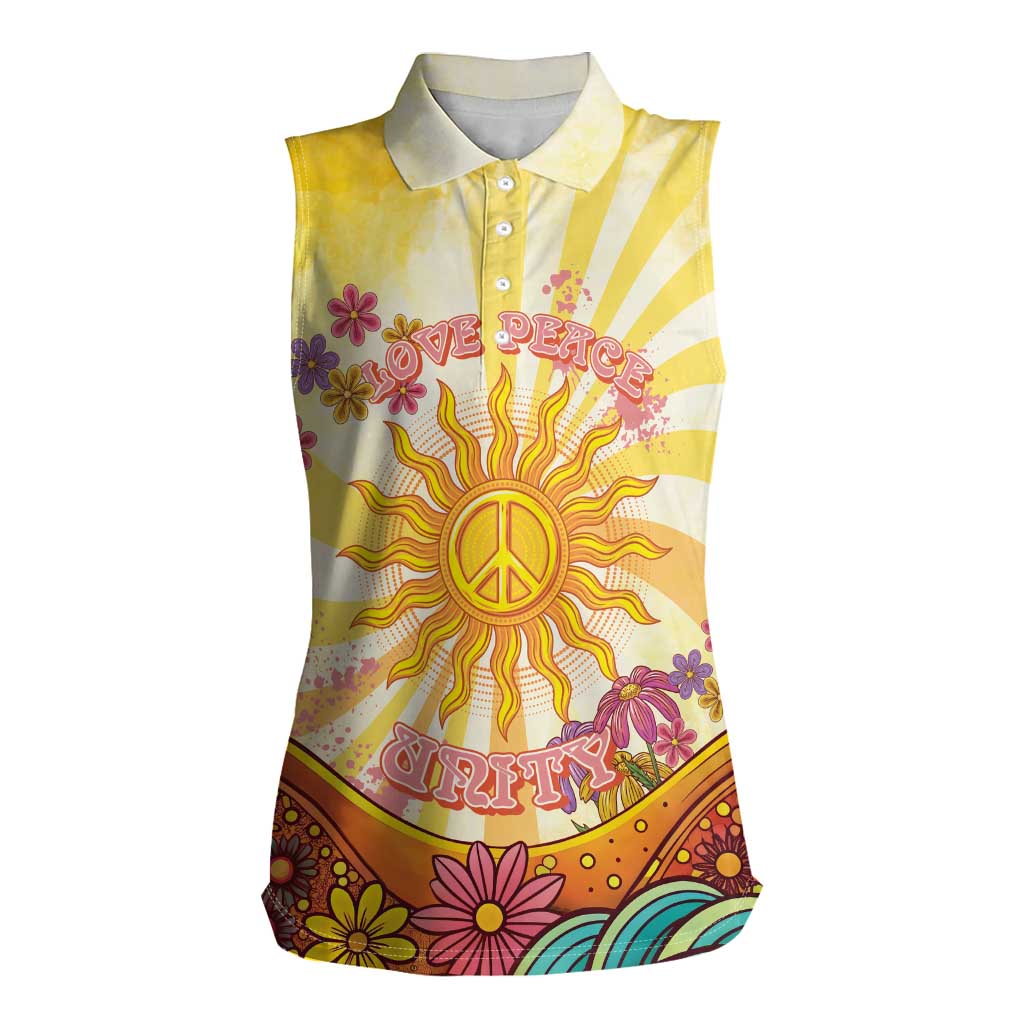 Love Peace Unity Women Sleeveless Polo Shirt Hippie Soul Sunflower - Wonder Print Shop