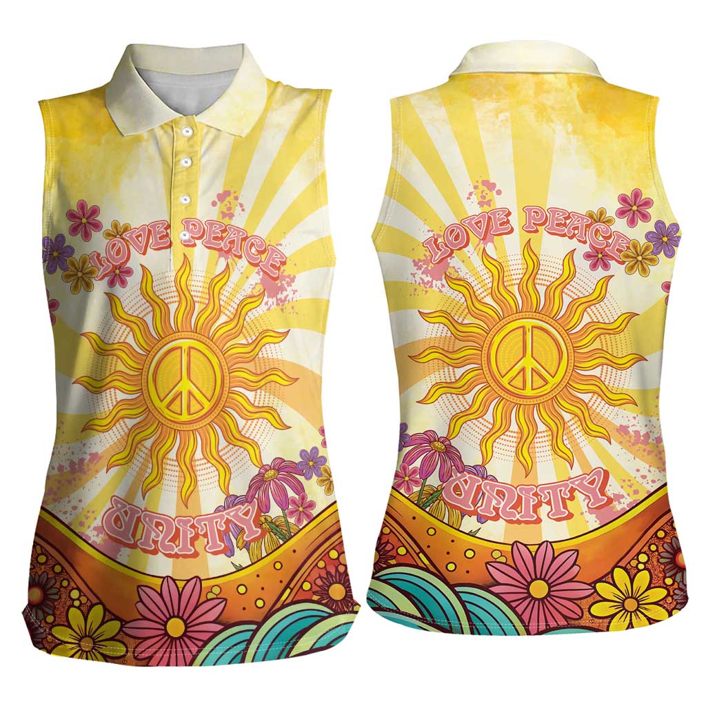 Love Peace Unity Women Sleeveless Polo Shirt Hippie Soul Sunflower - Wonder Print Shop