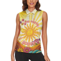 Love Peace Unity Women Sleeveless Polo Shirt Hippie Soul Sunflower - Wonder Print Shop