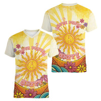 Love Peace Unity Women V-Neck T-Shirt Hippie Soul Sunflower - Wonder Print Shop