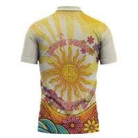 Love Peace Unity Zipper Polo Shirt Hippie Soul Sunflower - Wonder Print Shop