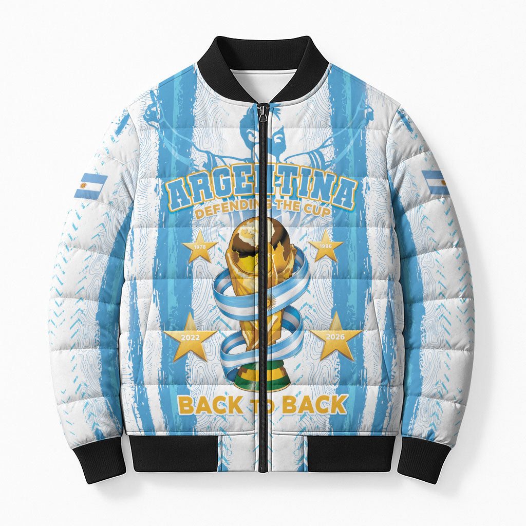 Custom Argentina World Final Football Bomber Puffer Jacket Back To Back 2022 2026